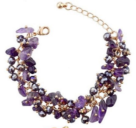 สร้อยข้อมือ Hand made หินสี Amethyst อัญมณีหลากสี หินหลายแบบ ร้อยเรียง เป็นสร้อยข้อมือ แสนสวย ของขวัญให้แฟน สุดหรู 33397