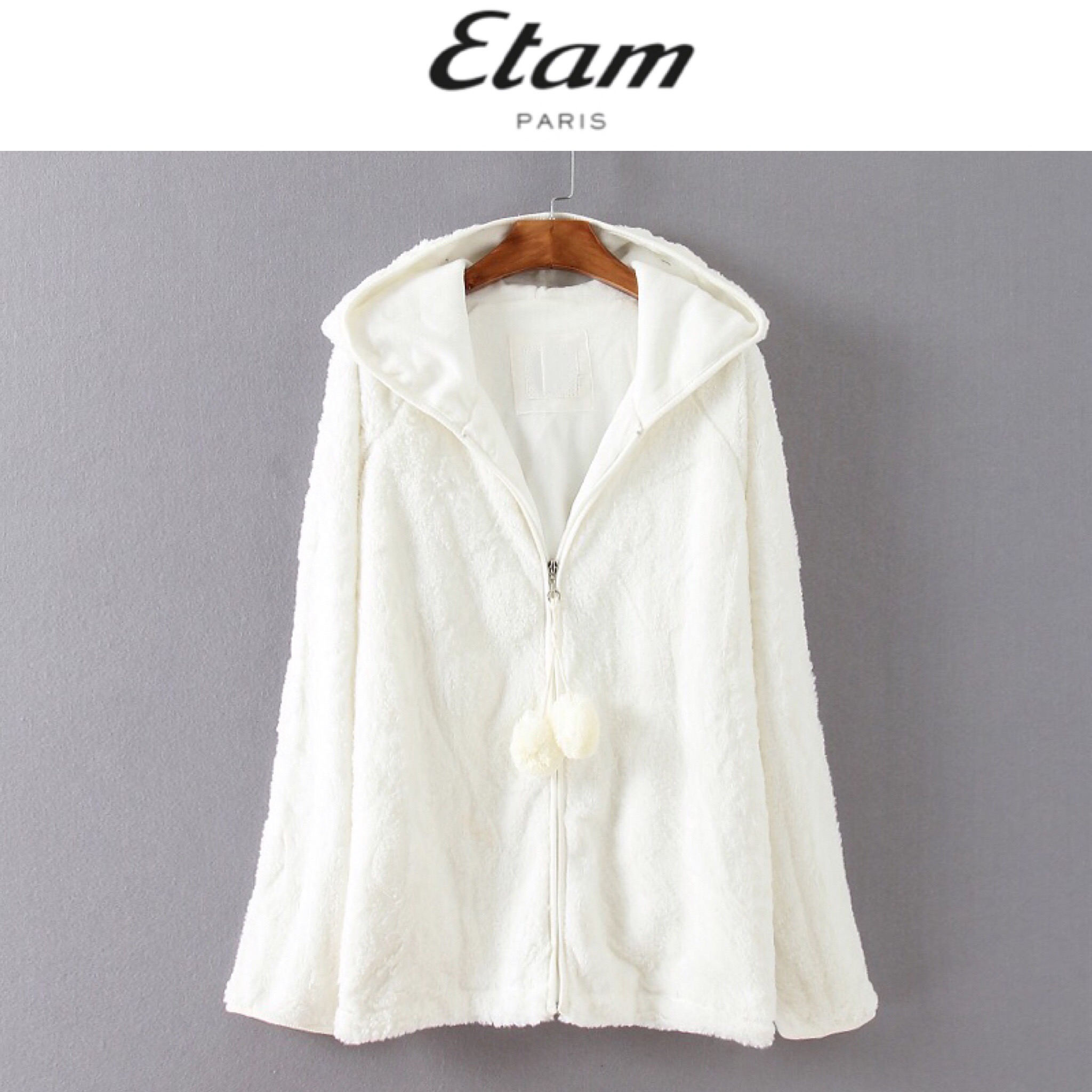 เสื้อคลุม เสื้อนอกกันหนาวขนสีขาว หมวกฮูท แบรนด์เนม ✨ETAM PARIS แท้💯% ขนเนื้อนุ่มสวย สัมผัสละมุนสุดๆจร้า งานสวยพรีเมี่ยมเลยคะ