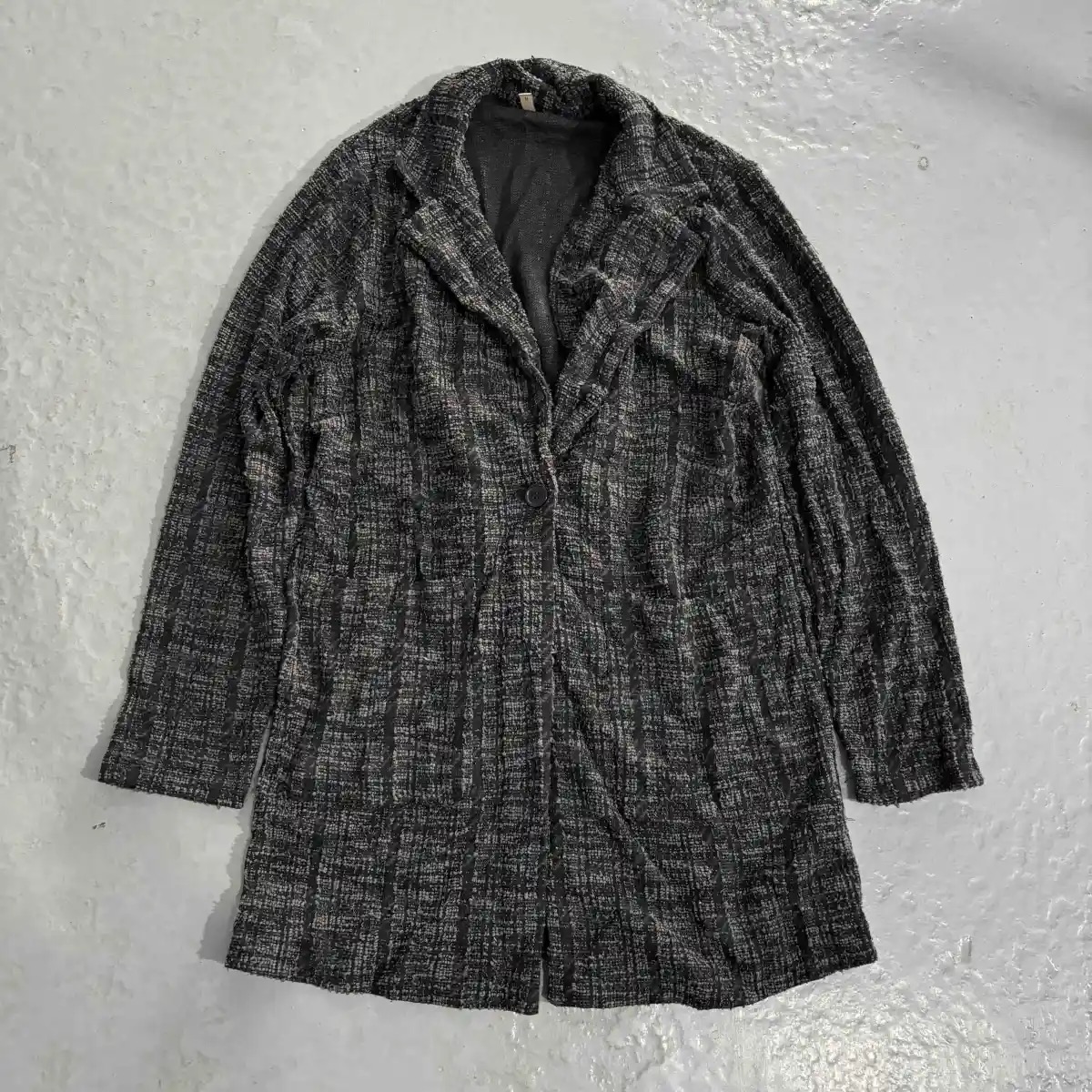 เสื้อโค้ท เสื้อกันหนาว เนื้อผ้าไหมพรม Knitting checked แบรนด์ SOYA CONCEPT