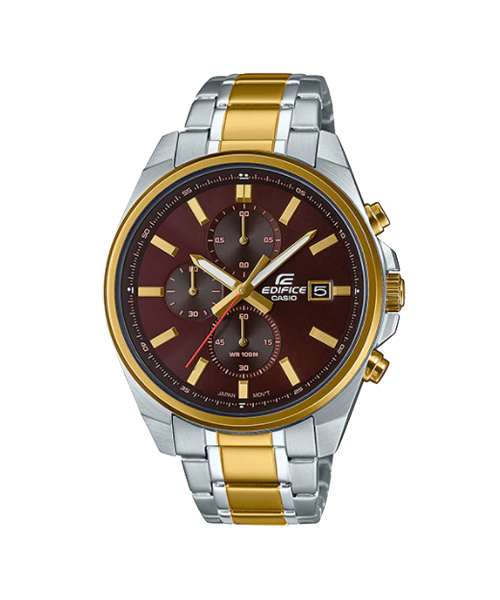 CASIO EDIFICE นาฬิกาข้อมือ นาฬิกากันน้ำ นาฬิกาของแท้ ประกันศูนย์ CMG 1 ปี รุ่น EFV-610SG-5A นาฬิกาสีน้ำตาล