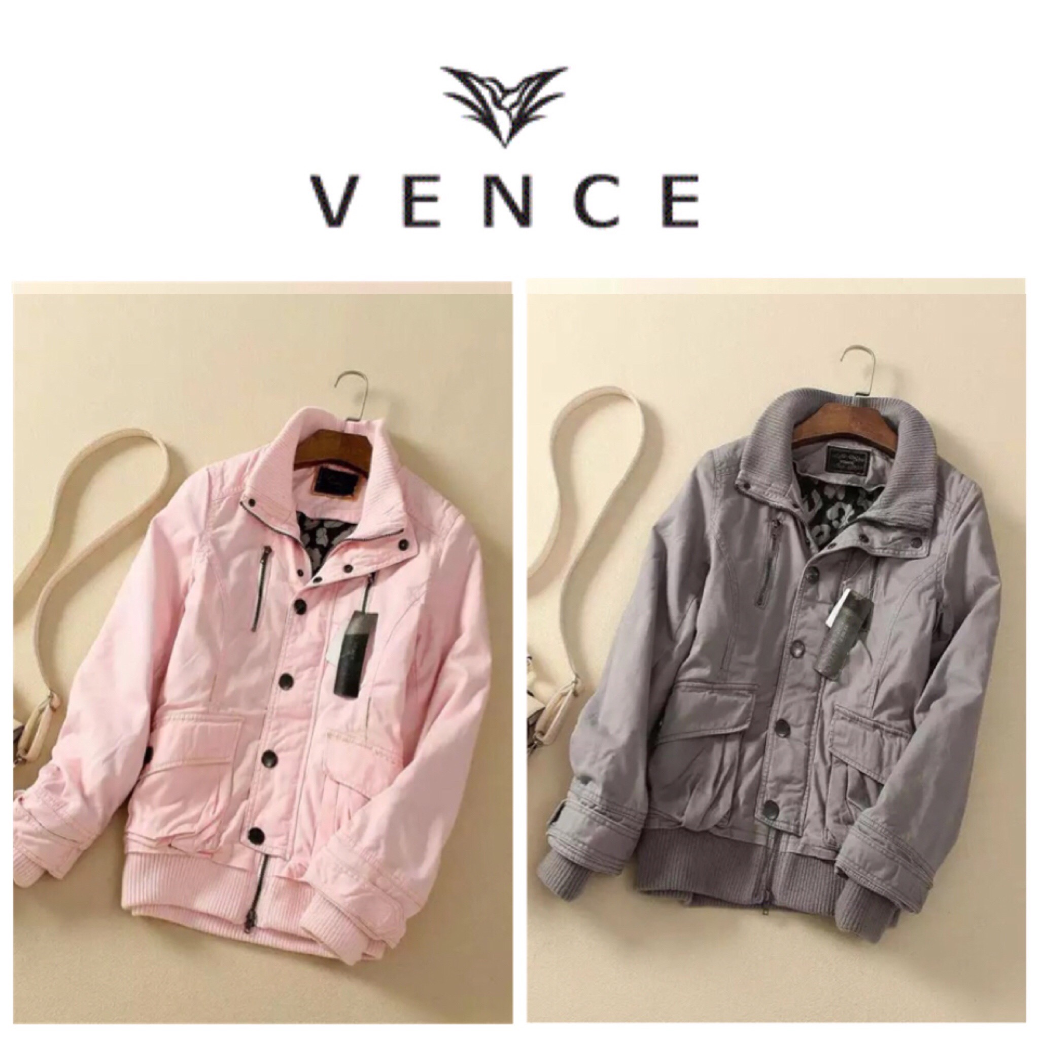 เสื้อกันหนาว เนื้อสีเทา บุนวมอุ่น แบรนด์เนมVENCE japanแท้100% แขนเอวจั๊มพ์ งานญี่ปุ่น Size M
