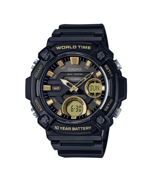 CASIO นาฬิกาคาสิโอ นาฬิกาข้อมือ นาฬิกากันน้ำ นาฬิกาของแท้ ประกันศูนย์ CMG 1 ปี รุ่น AEQ-120W-9AV นาฬิกาสีดำ
