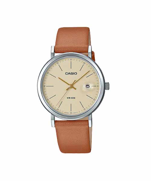 CASIO นาฬิกาคาสิโอ นาฬิกาข้อมือ นาฬิกากันน้ำ นาฬิกาของแท้ ประกันศูนย์ CMG 1 ปี รุ่น LTP-E175L-5E นาฬิกาสีน้ำตาล