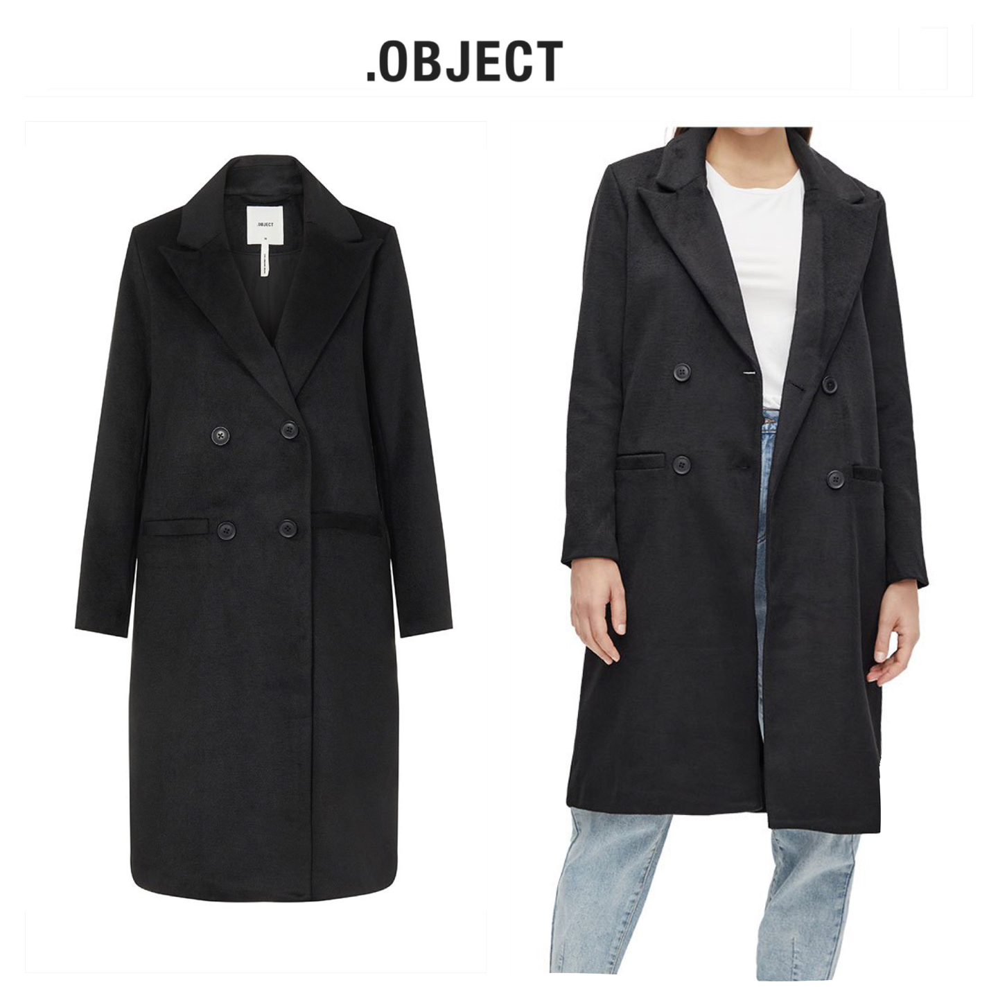 Object เสื้อโค้ท เสื้อกันหนาว เนื้อผ้าสักหลาดวูล สีน้ำตาลขมิ้น แบรนด์ .Object