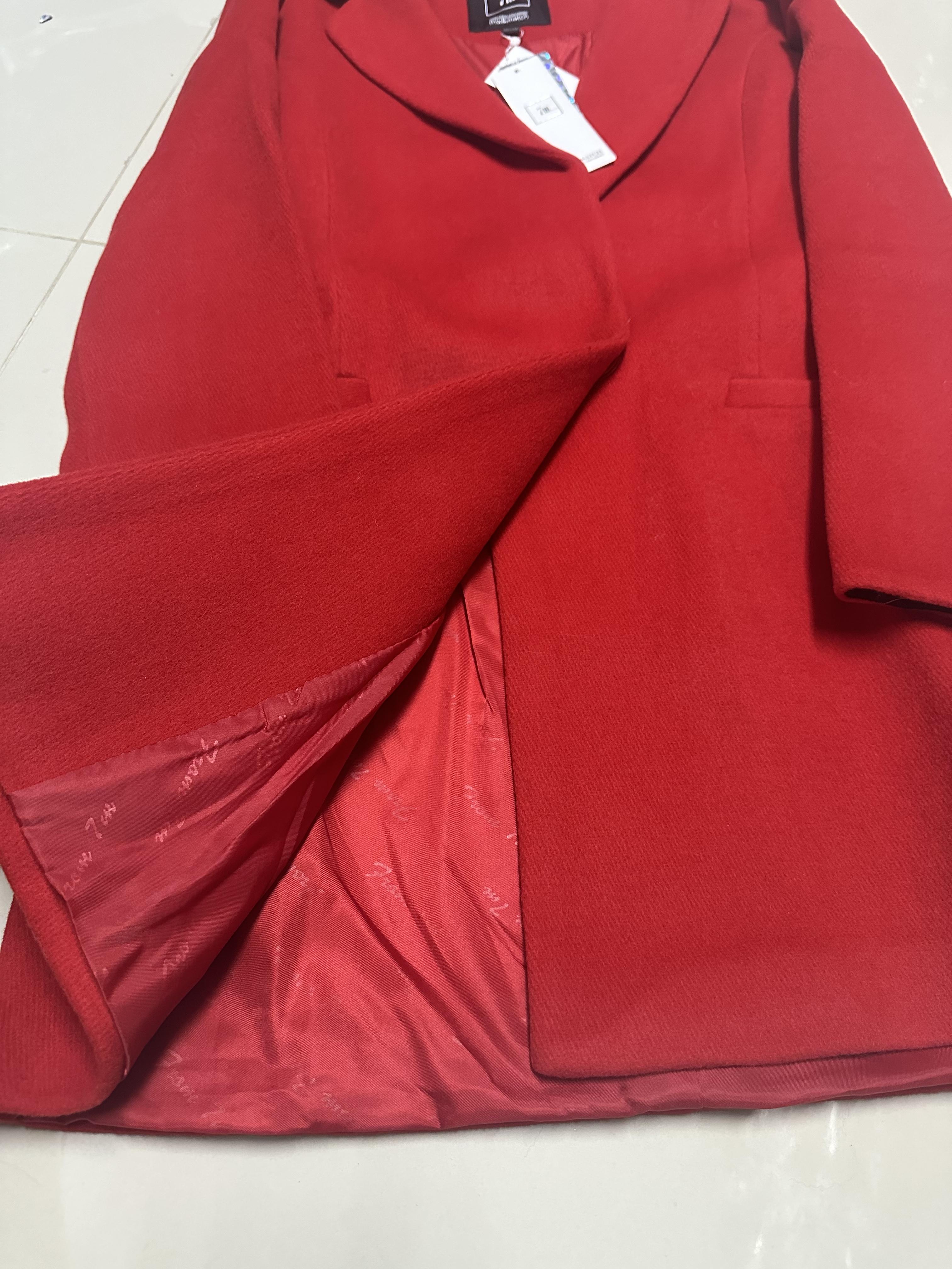 7m mix&match เสื้อโค้ท เสื้อกันหนาว เนื้อผ้าสักหลาดวูล สีแดง แบรนด์ 7m