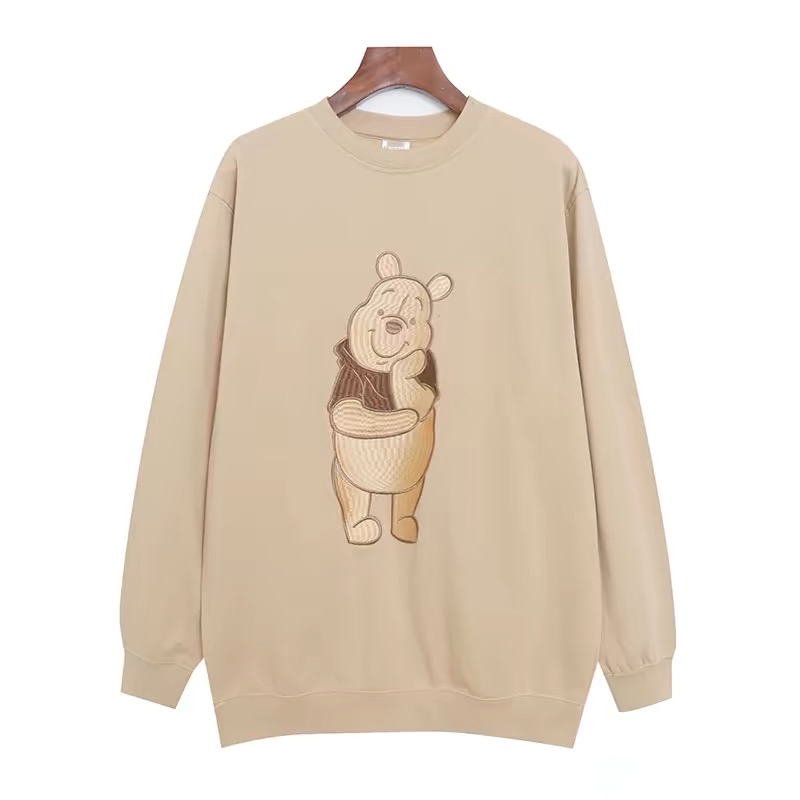 เสื้อวอร์ม สเวตเตอร์ Disney เสื้อหมีพูห์ สีนู้ดเบจ Winnie the pooh แขนยาว สีครีม ลายการ์ตูน DISNEYงานสวย มากคะ I'd rather be in bed สำเนา แดง