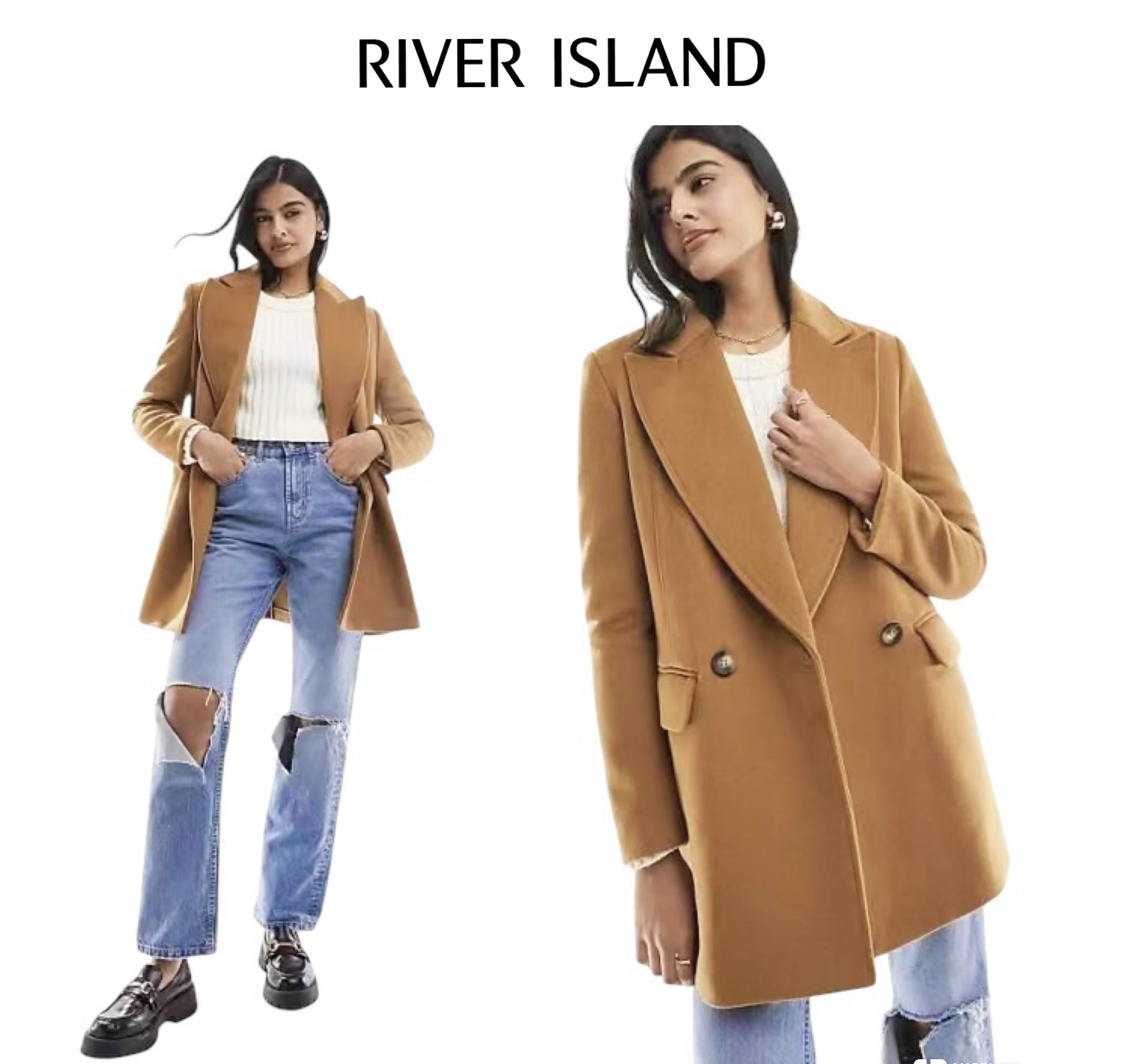 Love tree เสื้อโค้ทกันหนาว เสื้อกันหนาว overcoat โค้ทวูล สีcamel belt coat สีครีมเบจ แบรนด์ ANNA FIELD Camel