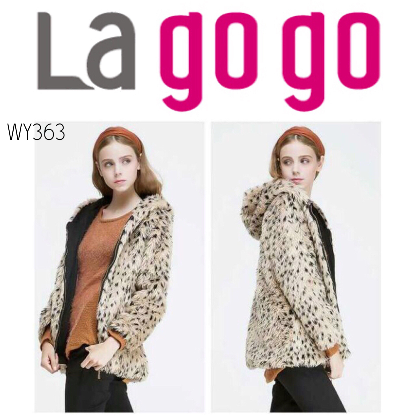 La gogo เสื้อกันหนาว เสื้อโค้ท แต่งขน ลายเสือ เสื้อขน เสื้อคลุม แบรนด์เนม La Go Go แท้100%สวยหรู ไซส์ S/M/L ลายเสือ