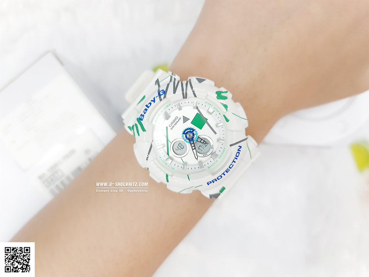 CASIO BABY-G นาฬิกาข้อมือ นาฬิกากันน้ำ นาฬิกาของแท้ ประกันศูนย์ CMG 1 ปี รุ่น BA-120SC-7A นาฬิกาสีขาว