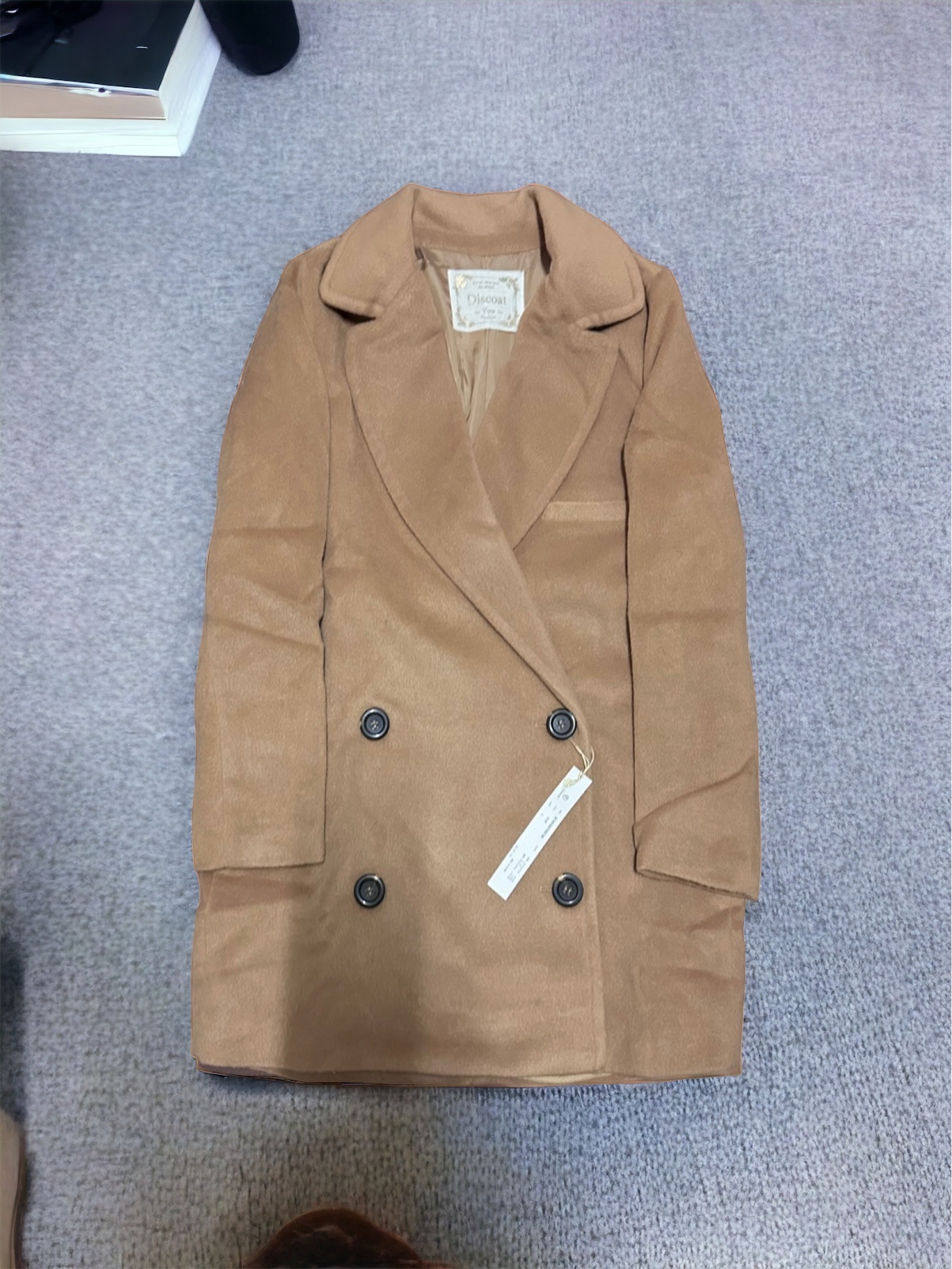 เสื้อโค้ท peacoat เสื้อโค้ทเฟอร์ โค้ทสักหลาดสีน้ำตาลกากี แบรนด์ DISCOAT(Japan)