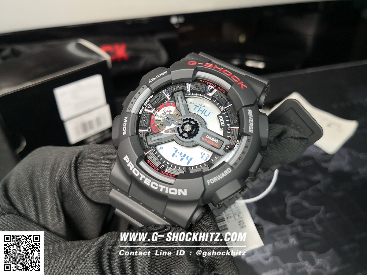 CASIO G-SHOCK นาฬิกาข้อมือ นาฬิกากันน้ำ นาฬิกาของแท้ ประกันศูนย์ CMG 1 ปี รุ่น GA-110-1A นาฬิกาสีดำ