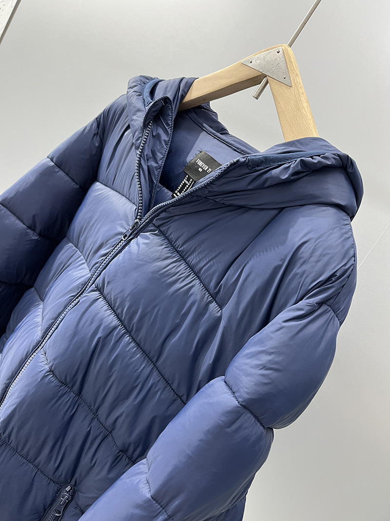 Forever21 เสื้อกันหนาว ติดฮูท เสื้อบอมเบอร์ บุนวมอุ่น แบรนด์ Forever21 / Men's Black Lightweight Puffer Jacket น้ำเงิน