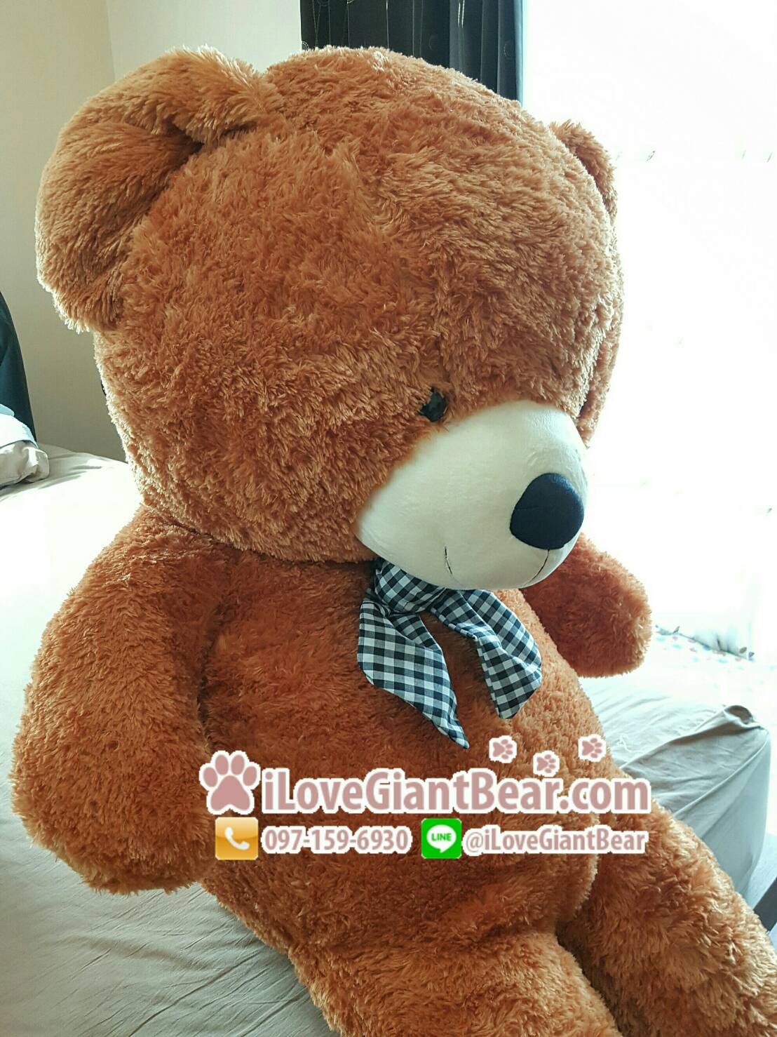 ตุ๊กตาหมีตัวใหญ่ 1.8 เมตร ไซส์หัวโต ขนนิ่ม สีน้ำตาลแดง (คุณภาพ เกรดขึ้นห้าง)