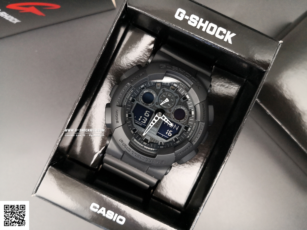 CASIO G-SHOCK นาฬิกาข้อมือ นาฬิกากันน้ำ นาฬิกาของแท้ ประกันศูนย์ CMG 1 ปี รุ่น GA-100-1A1 นาฬิกาสีดำ