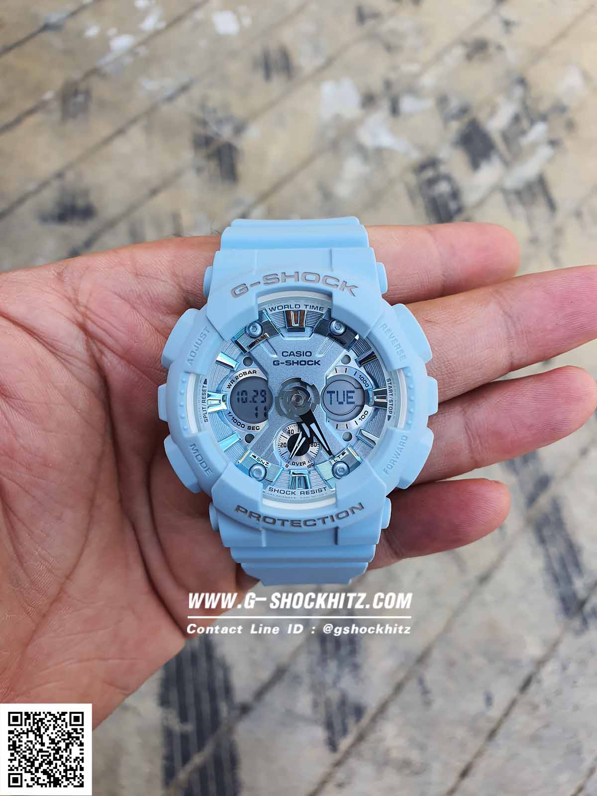 CASIO G-SHOCK นาฬิกาข้อมือ นาฬิกากันน้ำ นาฬิกาของแท้ ประกันศูนย์ CMG 1 ปี รุ่น GMA-S120DP-2A นาฬิกาสีฟ้้้า