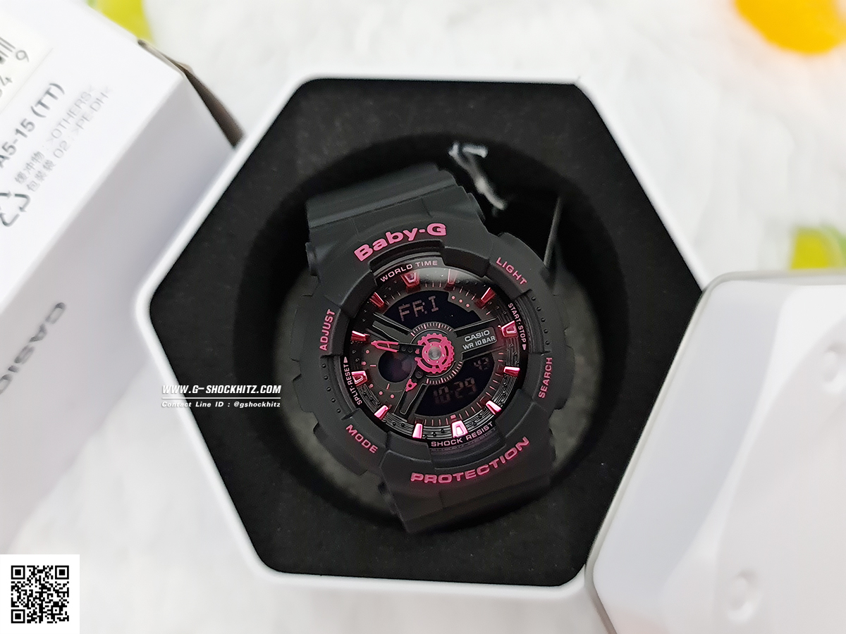 CASIO BABY-G นาฬิกาข้อมือ นาฬิกากันน้ำ นาฬิกาของแท้ ประกันศูนย์ CMG 1 ปี รุ่น BA-111-1A นาฬิกาสีดำ