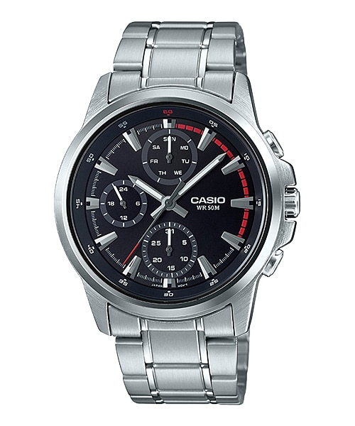 CASIO นาฬิกาคาสิโอ นาฬิกาข้อมือ นาฬิกากันน้ำ นาฬิกาของแท้ ประกันศูนย์ CMG 1 ปี รุ่น MTP-E317D-1A นาฬิกาสีเงิน