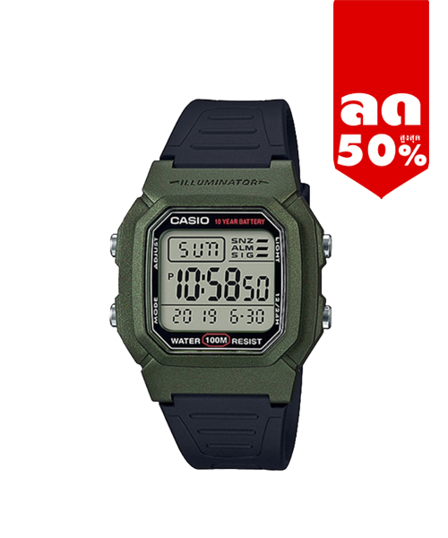CASIO นาฬิกาคาสิโอ นาฬิกาข้อมือ นาฬิกากันน้ำ นาฬิกาของแท้ ประกันศูนย์ CMG 1 ปี รุ่น W-800HM-3A นาฬิกาสีเขียว