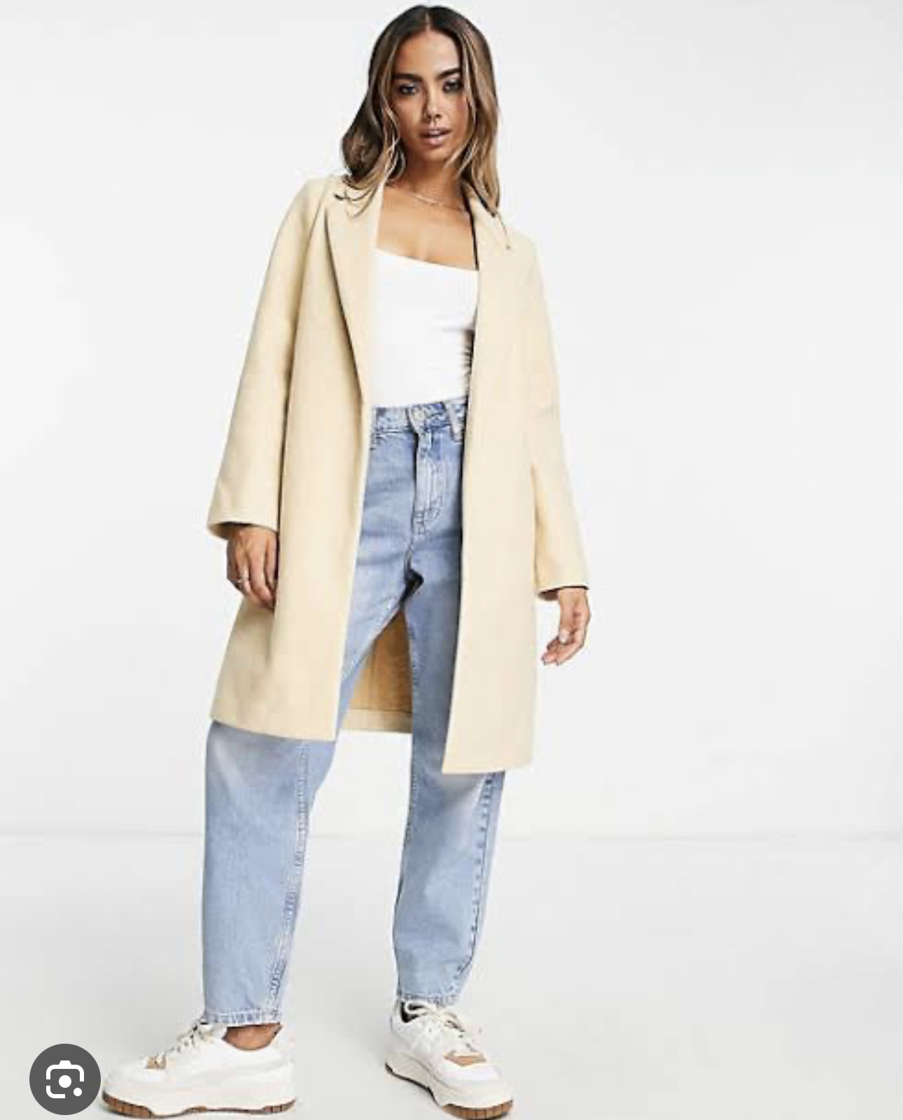 เสื้อโค้ท เสื้อโค้ทกันหนาว โค้ทวูล tailored knot coat สีเบจ แบรนด์ STRADIVARIUS สำเนา