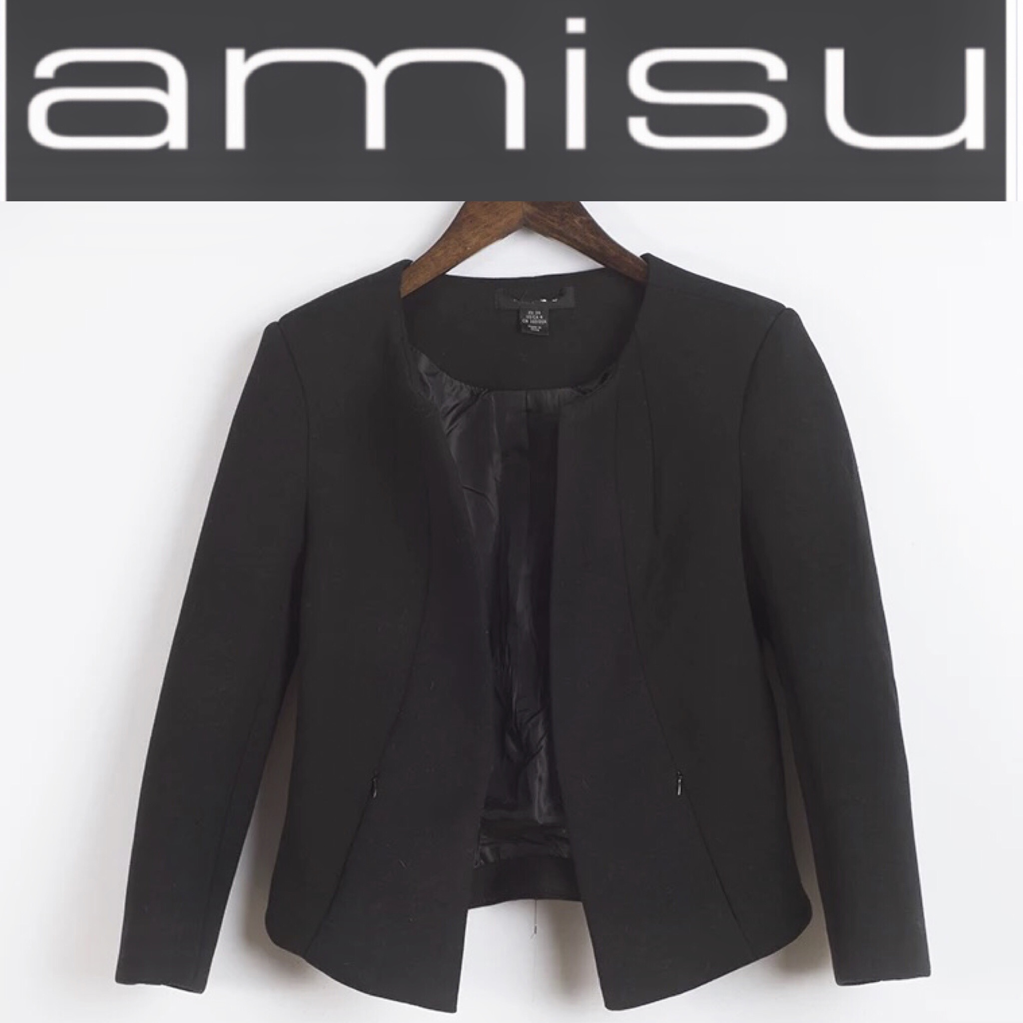 Amisu เสื้อนอก เสื้อคลุม แขนยาว สีดำ แบรนด์เนมAMISU ญี่ปุ่น แท้100% S/M/L/XL สำเนา ดำ