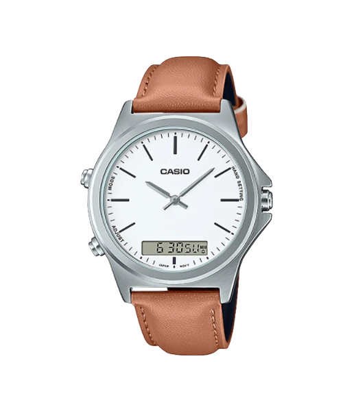 CASIO นาฬิกาข้อมือ นาฬิกากันน้ำ นาฬิกาของแท้ ประกันศูนย์ CMG 1 ปี รุ่น MTP-VC01L-7E นาฬิกาสีน้ำตาล