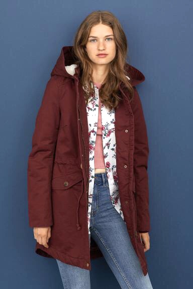 H&M เสื้อโค้ทฮู้ดกันหนาว เสื้อปาร์กา parka สีเขียว แบรนด์ H&M size S/M/L เขียว