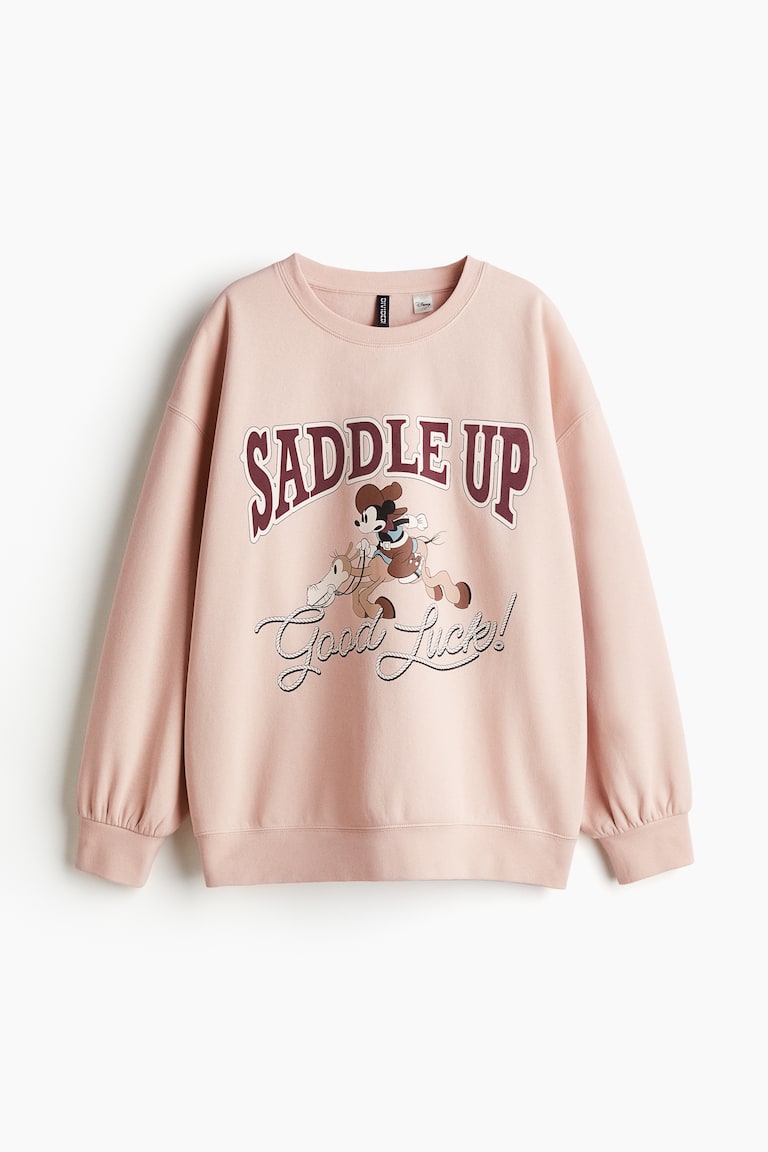 เสื้อฮู้ด สเวตเตอร์ กันหนาว Mickey Saddle up H&M DISNEYLAND PARIS mickey candy เสื้อมิคกี้ เม้าส์ Mickey mouse mickey mouse งาน DISNEYแท้ สีเบจ สำเนา ชมพู
