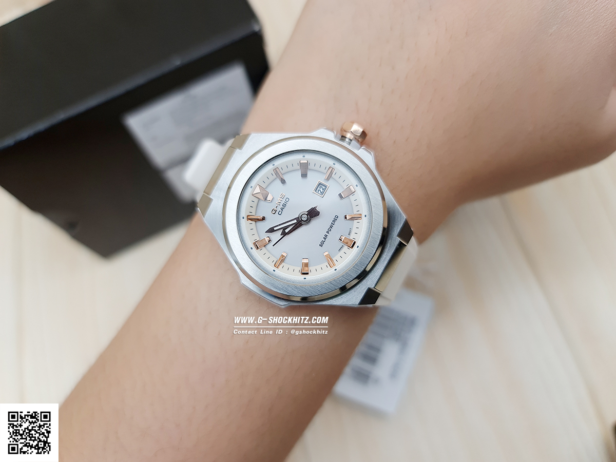 CASIO MID YEAR SALE G-MS นาฬิกาข้อมือ นาฬิกากันน้ำ นาฬิกาของแท้ ประกันศูนย์ CMG 1 ปี รุ่น MSG-S500-7A นาฬิกาสีขาว