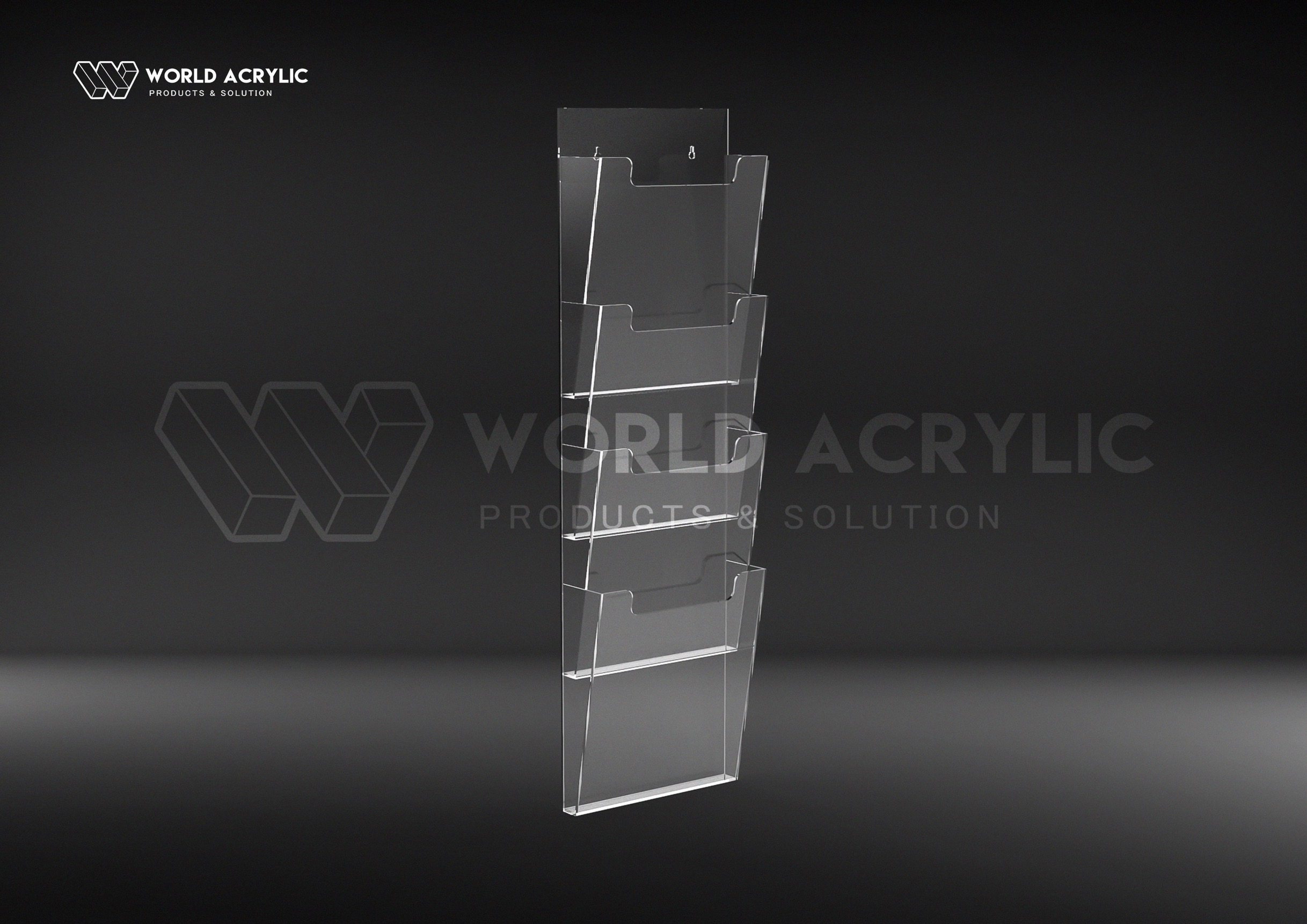 กล่องโบรชัวร์ 4 ชั้น แขวนผนัง/กล่องโบรชัวร์ติดผนัง/กล่องโบรชัวร์ A4