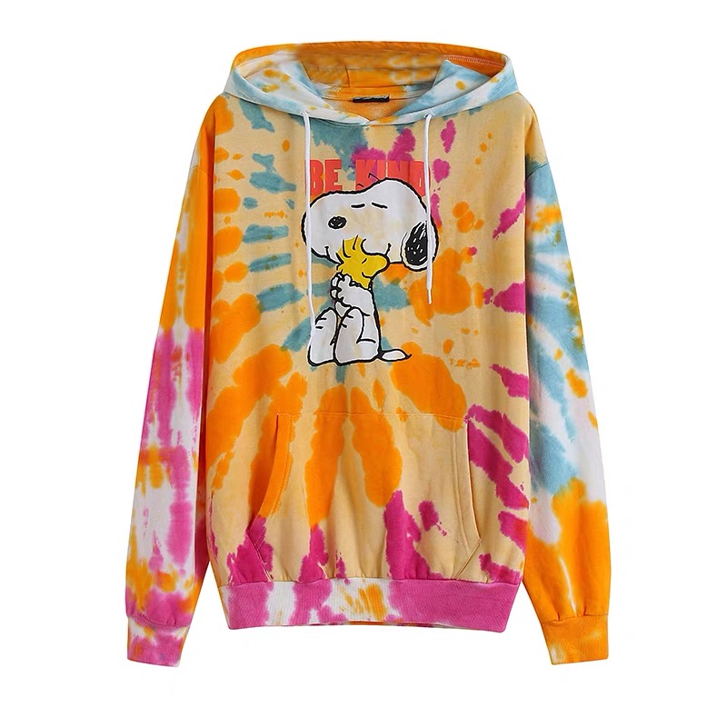 Snoopy เสื้อวอร์มฮู้ด แขนยาว ลายมัดย้อม สีคัลเลอร์ฟูล colorful สกรีน snoopy งาน warner DISNEY สำเนา สำเนา สำเนา สำเนา สำเนา มัดย้อม