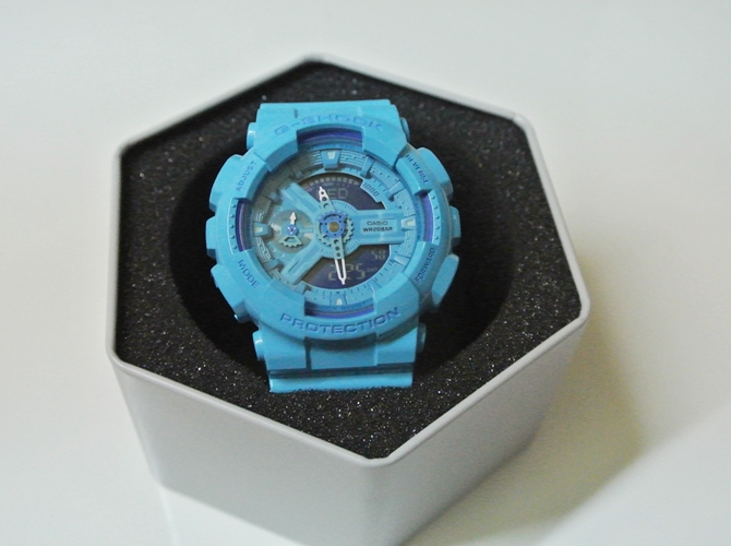CASIO G-SHOCK นาฬิกาข้อมือ นาฬิกากันน้ำ นาฬิกาของแท้ ประกันศูนย์ CMG 1 ปี รุ่น GMA-S110CC-2 นาฬิกาสีฟ้า