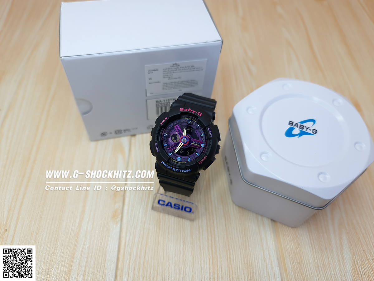 CASIO BABY-G นาฬิกาข้อมือ นาฬิกากันน้ำ นาฬิกาของแท้ ประกันศูนย์ CMG 1 ปี รุ่น BA-110TM-1A นาฬิกาสีดำ