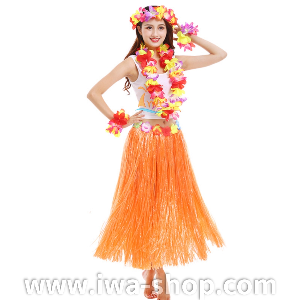 ยาว 80 cm ส้ม ชุดฮาวายกระโปรงฟาง หนาพิเศษ ครบเซตพวงมาลัยรุ้งใหญ่ เซตชุดกระโปรงเชือกฟางฟูๆ กระโปรงฮาวาย กระโปรงเชือกฟาง ชุดฮาวาย ปาร์ตี้ ชุดฮาวายเชือกปอฟาง ชุดระบําชาวเกาะ