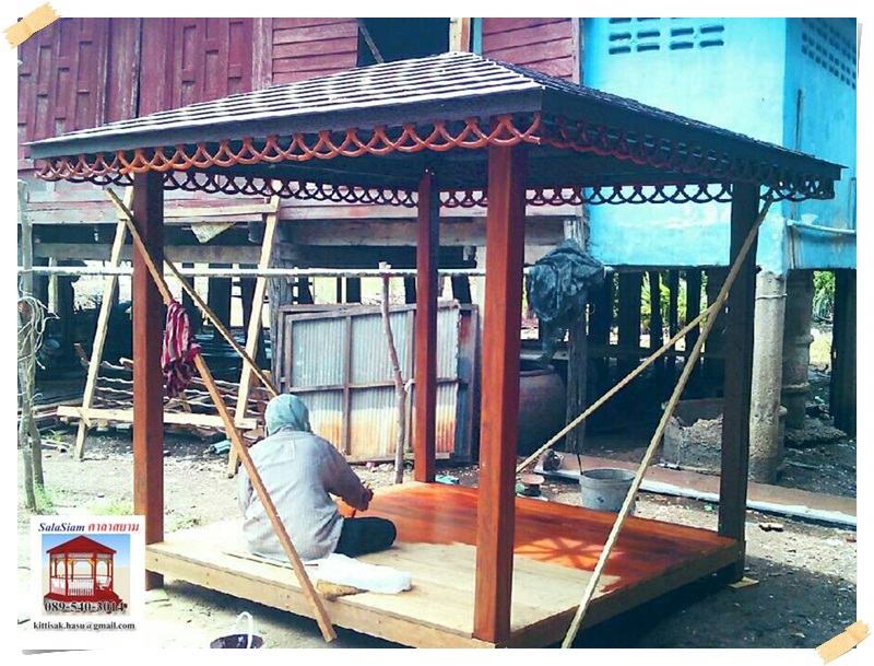 รหัสสินค้า : SL-013 : ศาลาทางบาหลี รั้วระแนง ขนาด 2 X 2 X 3 เมตร