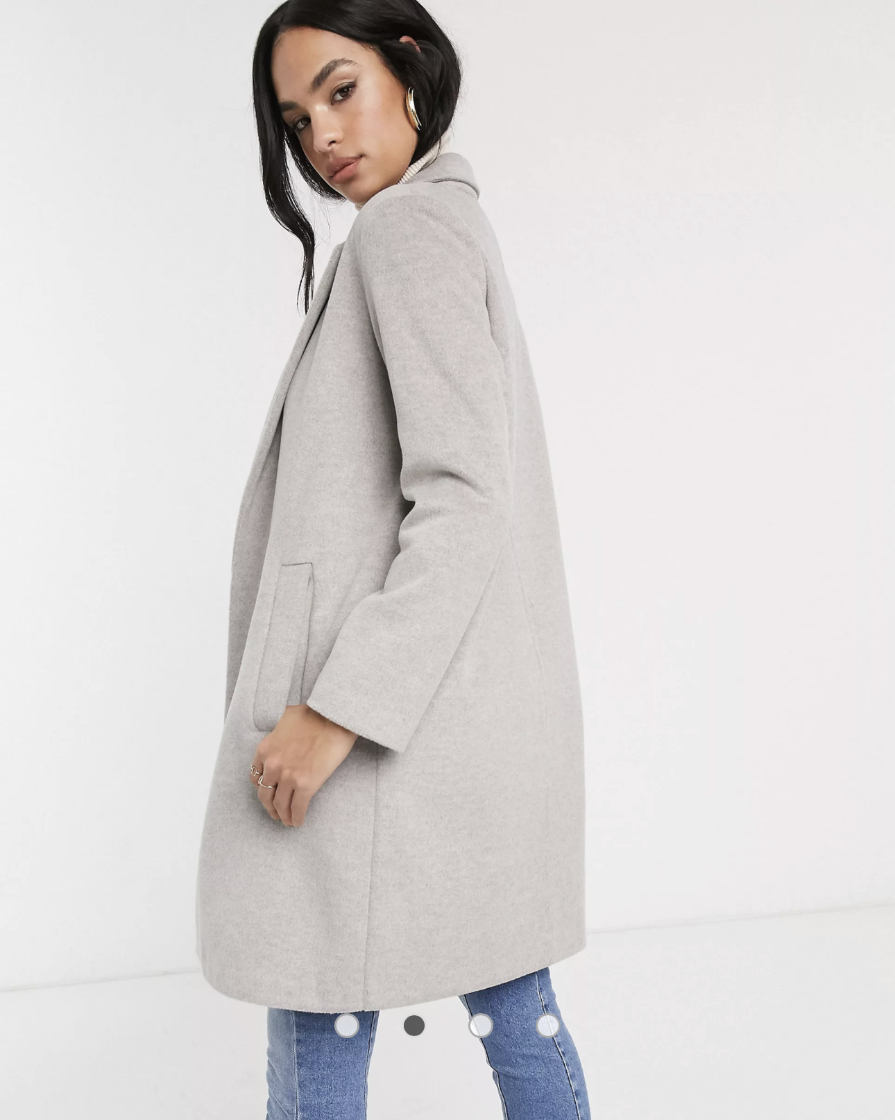 เสื้อโค้ท เสื้อโค้ทกันหนาว โค้ทวูล tailored knot coat สีเบจ แบรนด์ STRADIVARIUS สำเนา