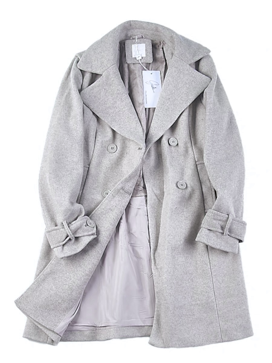 เสื้อโค้ท โค้ทวูลแต่งเฟอร์ เสื้อกันหนาว Trench coat สีเทา แบรนด GIADA