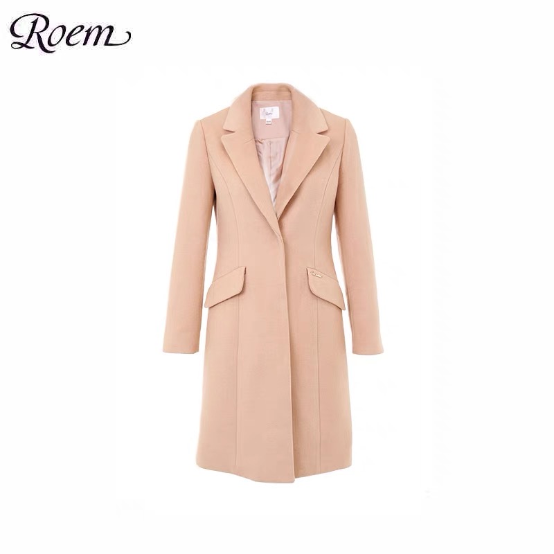เสื้อโค้ทวูล Trench coat เสื้อโค้ทเฟอร์ โค้ทสักหลาดสีชมพูอ่อน แบรนด์ Roem