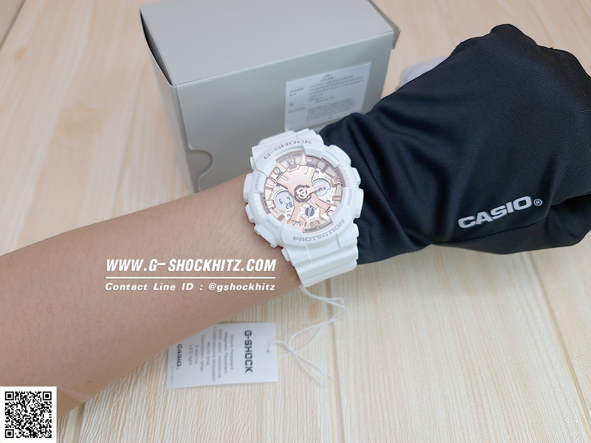 CASIO G-SHOCK นาฬิกาข้อมือ นาฬิกากันน้ำ นาฬิกาของแท้ ประกันศูนย์ CMG 1 ปี รุ่น GMA-S120MF-7A2 นาฬิกาสีขาว