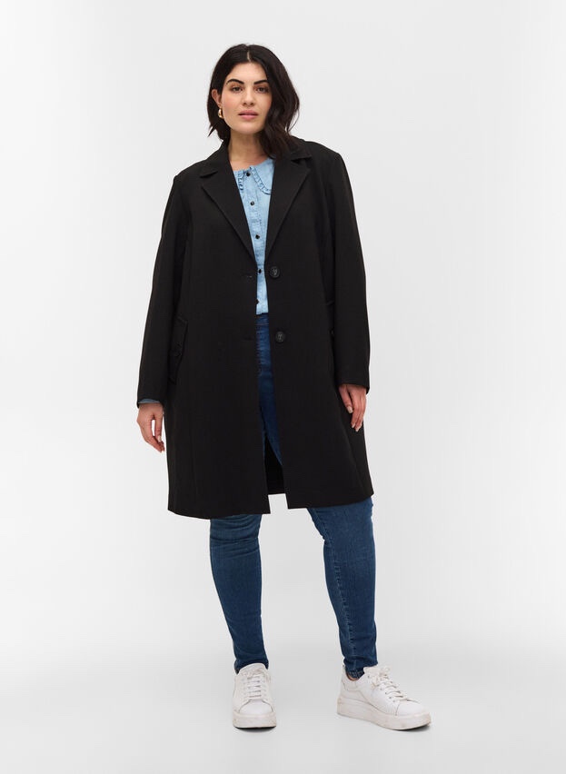 เสื้อโค้ทวูล Trench coat เสื้อโค้ทวูล โค้ทสีดำ แบรนด์ C&A