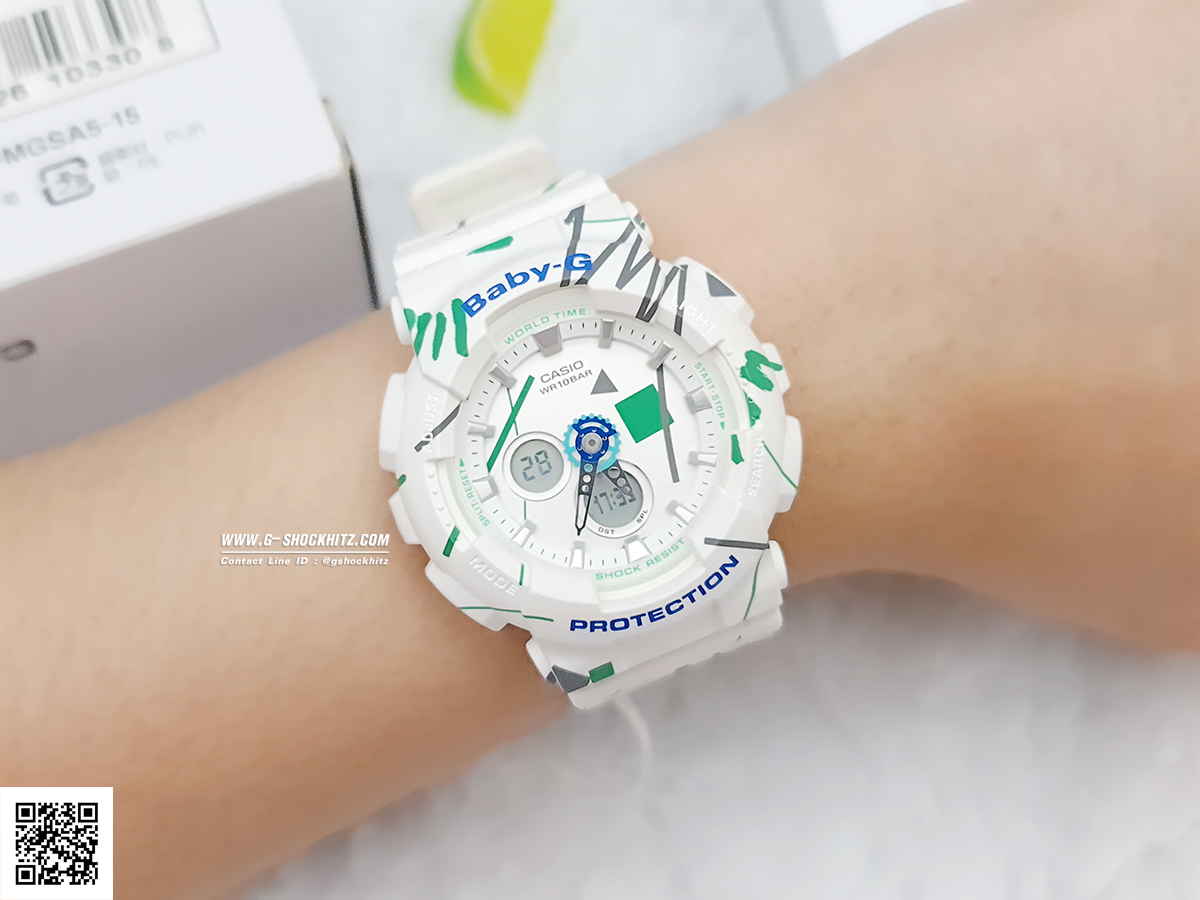 CASIO BABY-G นาฬิกาข้อมือ นาฬิกากันน้ำ นาฬิกาของแท้ ประกันศูนย์ CMG 1 ปี รุ่น BA-120SC-7A นาฬิกาสีขาว