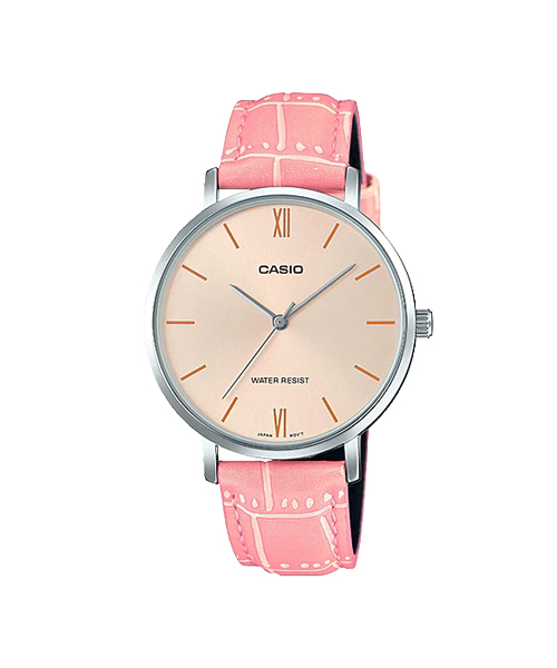 CASIO นาฬิกาคาสิโอ นาฬิกาข้อมือ นาฬิกากันน้ำ นาฬิกาของแท้ ประกันศูนย์ CMG 1 ปี รุ่น LTP-VT01L-4B นาฬิกาสีชมพู