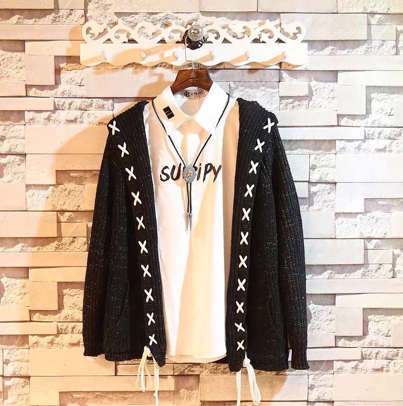 เสื้อหนาวไหมพรม หมวกฮู้ด แต่งเชือก ไหมพรมถัก เนื้อไหม นุ่ม สวย งานญี่ปุ่นคะ Size L สำเนา สำเนา