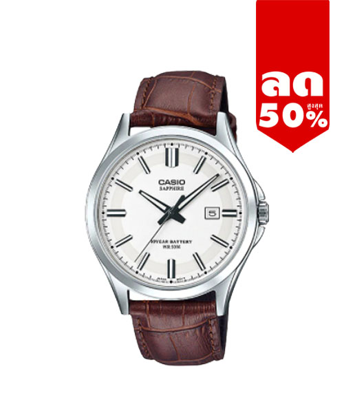 CASIO MID YEAR SALE นาฬิกาคาสิโอ พร้อมส่ง นาฬิกาข้อมือ นาฬิกากันน้ำ นาฬิกาของแท้ BTS ประกันศูนย์ CMG 1 ปี รุ่น MTS-100L-7A นาฬิกาสีน้ำตาล