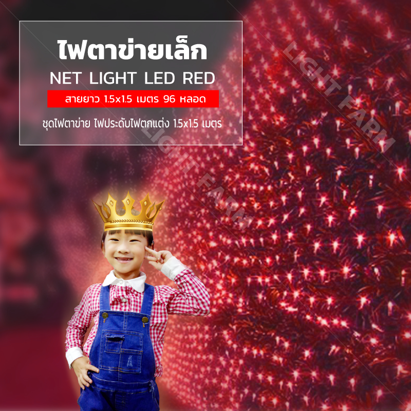 ไฟตาข่ายเล็ก ไฟตาข่าย LED ขนาด 1.5 x 1.5 เมตร ไฟประดับตกแต่ง
