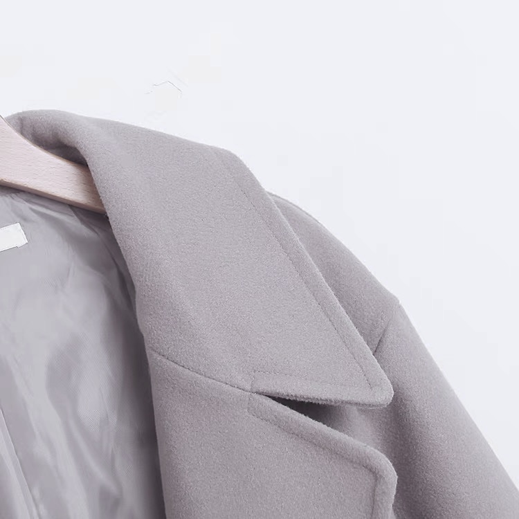 เสื้อโค้ทวูล Trench coat เสื้อโค้ทเฟอร์ โค้ทสักหลาดสีเทาอ่อน แบรนด์ RAY CASSIN
