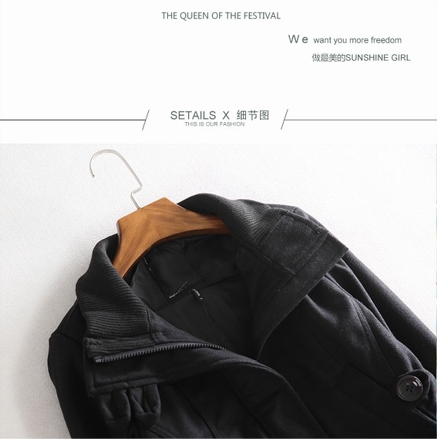 New york yoki collection est.2013 เสื้อนอก เสื้อคลุม เสื้อกันหนาว ผ้าสักหลาด ทรงแจ็คเก็ต สวยเท่ห์ แต่งแขน ขอบเอวจั๊มพ์ ดำ
