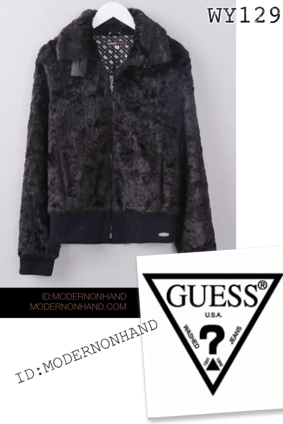 Guess เสื้อกันหนาว แบรนด์เนม Guess แต่งขนฟู แขนเอวจั๊มพ์ คอปกใส่ได้2 แบบ สวยหรู ขนเนียนนุ่ม ติดtag เหล็กguess ขอบเอว หัวซิบ สวย อุ่นมากคะ Size M/L ดำ