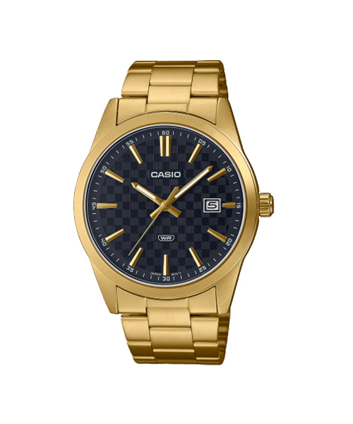 CASIO นาฬิกาคาสิโอ นาฬิกาข้อมือ นาฬิกากันน้ำ นาฬิกาของแท้ ประกันศูนย์ CMG 1 ปี รุ่น MTP-VD03G-1A นาฬิกาสีทอง