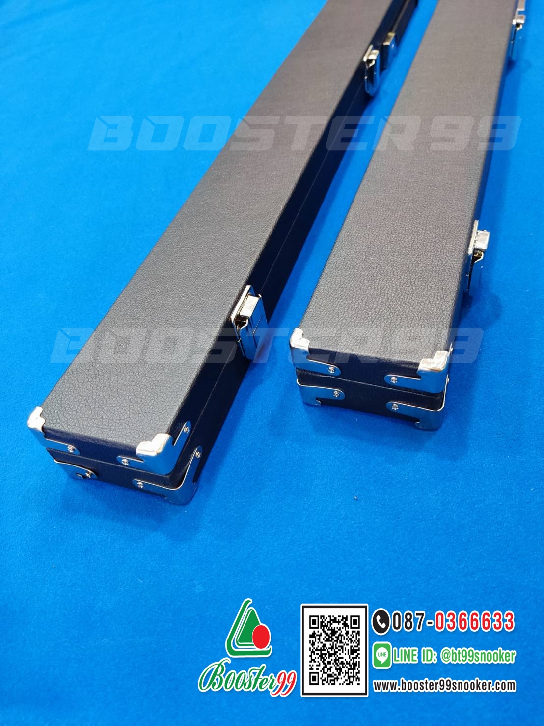 กล่อง ไม้คิวต่อ 2ท่อน 3/4ส่วน หนังPU สีดำล้วน เกรด B (ราคาต่อ 1 ใบ)