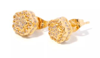 ต่างหูทอง ดอกไม้ ต่างหู ตุ้มหู เพชร CZ AAA ต่างหูทองชุบ 18 k ลายดอกไม้ ลายยอดนิยม ใส่ได้ทุกโอกาส 606438